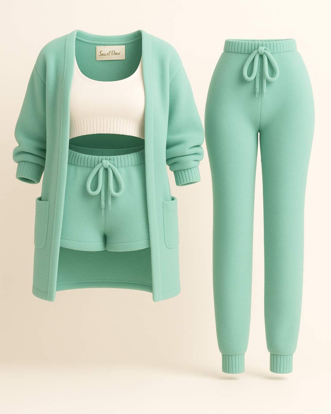 Das Signature 4 - teilige Bouclé Lounge Set - Sanftes Grün - Saint Doux