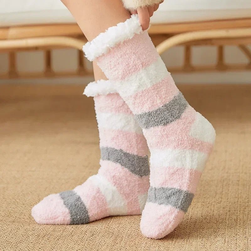 Die Cloud - Step Thermosocken - Pink/Graue Streifen - Saint Doux