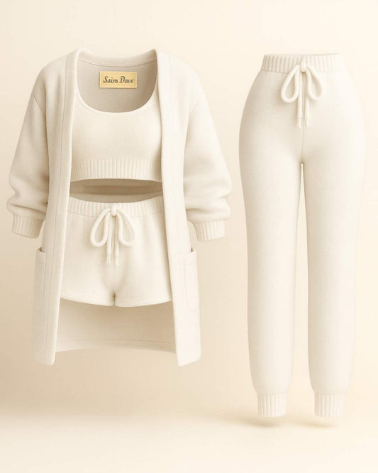 Das Signature 4 - teilige Bouclé Lounge Set - Weiß - Saint Doux